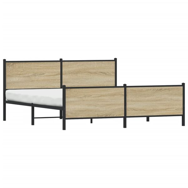 vidaXL Cadre de lit en m&eacute;tal sans matelas ch&ecirc;ne sonoma 183x213 cm
