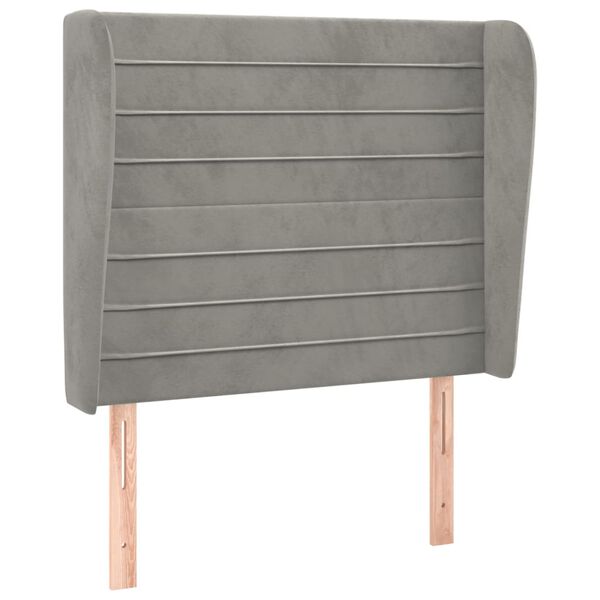 vidaXL T&ecirc;te de lit avec oreilles Gris clair 103x23x118/128 cm Velours