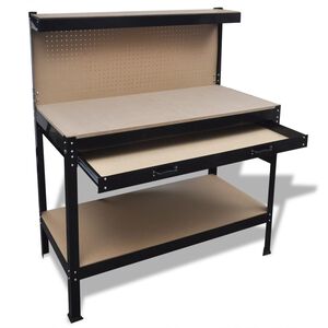 vidaXL &Eacute;tabli avec panneau perfor&eacute; et tiroir