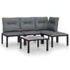 vidaXL Salon de jardin 5 pcs noir et gris r&eacute;sine tress&eacute;e