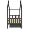vidaXL Cadre de lit d'enfant avec tiroirs Gris foncé Pin 90x200 cm