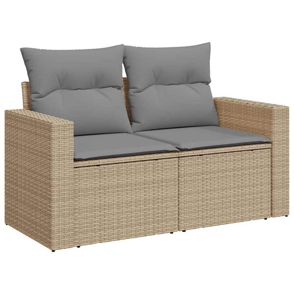 vidaXL Salon de jardin avec coussins 7 pcs beige r&eacute;sine tress&eacute;e