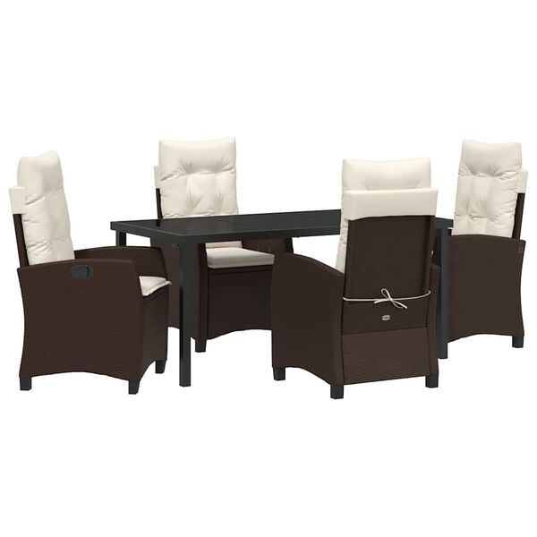 vidaXL Ensemble de salle &agrave; manger pour jardin 5 pcs Marron polyrotin