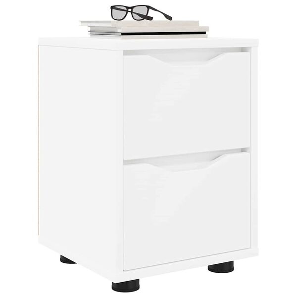 vidaXL Table de chevet Blanc 30,5 x 30 x 43 cm Bois d'ing&eacute;nierie