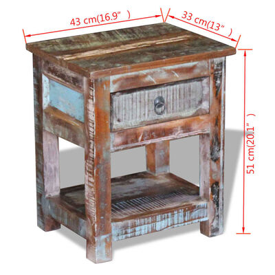 vidaXL Table d'appoint 1 tiroir Bois de récupération massif 43x33x51cm