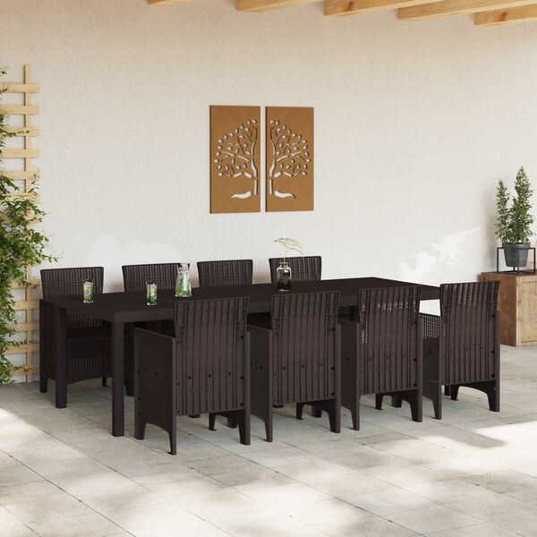 vidaXL Ensemble de salle &agrave; manger pour jardin 9 pcs Marron