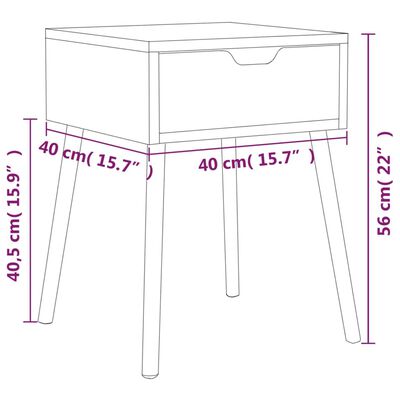vidaXL Table de chevet Blanc chêne sonoma 40x40x56cm Bois d'ingénierie