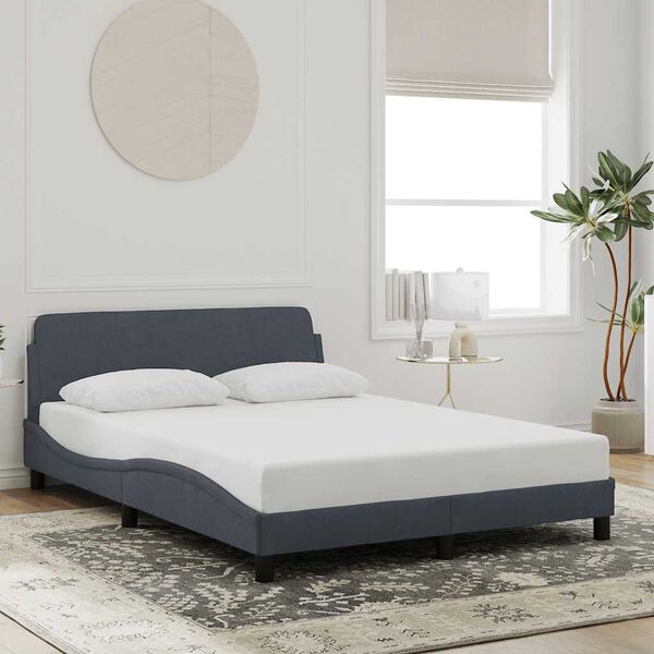 vidaXL Cadre de lit Dover gris fonc&eacute; 140x190 cm velours