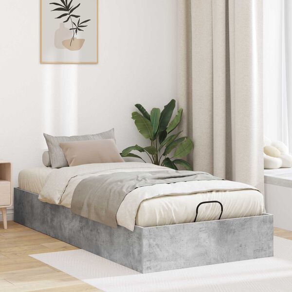 vidaXL Cadre de lit ottoman avec stockage Gris b&eacute;ton 193 x 120 x 25 cm