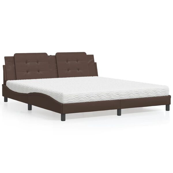 vidaXL Lit avec matelas Zadar marron 180x200 cm similicuir