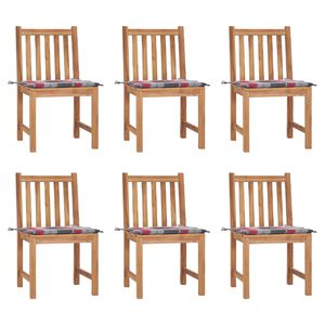 vidaXL Chaises de jardin lot de 6 avec coussins Bois de teck massif