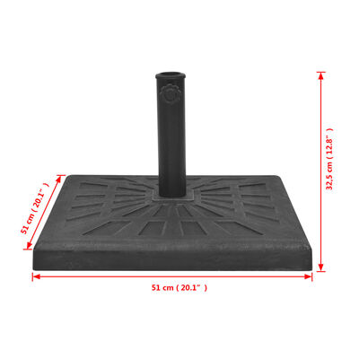 vidaXL Base carrée de parasol Résine Noir 19 kg