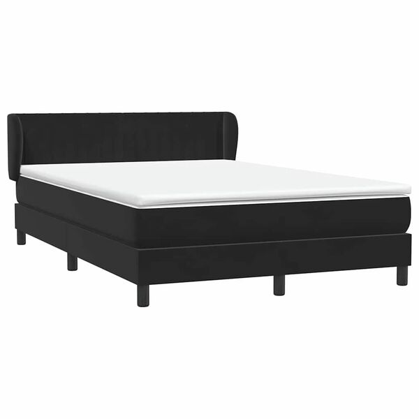 vidaXL Sommier &agrave; lattes de lit avec matelas noir 140x210 cm velours