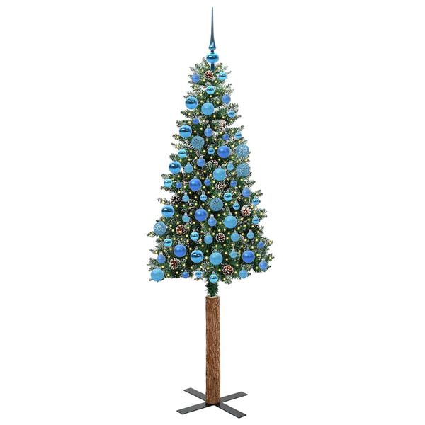 vidaXL Sapin de No&euml;l mince Vert 180 cm PVC et bois de pin massif