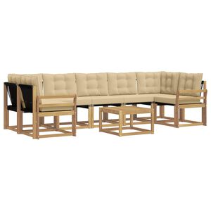 vidaXL Ensemble de canap&eacute;s d'ext&eacute;rieur 8 pcs Blanc et Beige