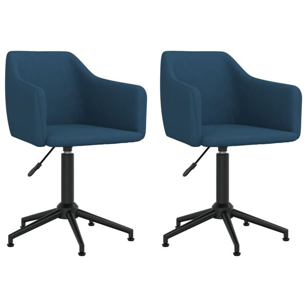vidaXL Chaises pivotantes &agrave; manger lot de 2 Bleu Velours