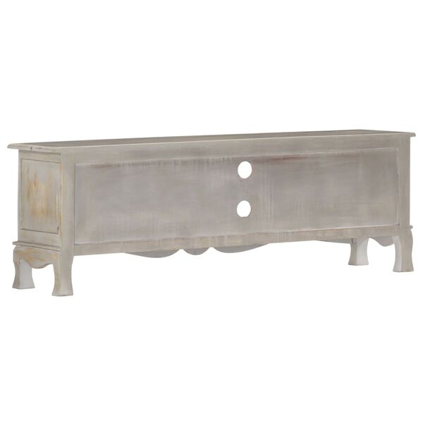 vidaXL Meuble TV Gris 120 x 30 x 42 cm Bois massif de manguier