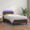 vidaXL Sommier &agrave; lattes de lit avec matelas et LED Marron 90x190 cm