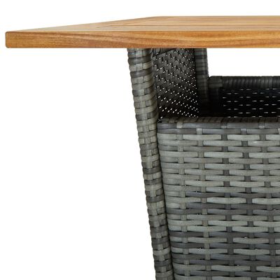vidaXL Table de bar Gris 60x60x110 cm Résine tressée et bois d'acacia