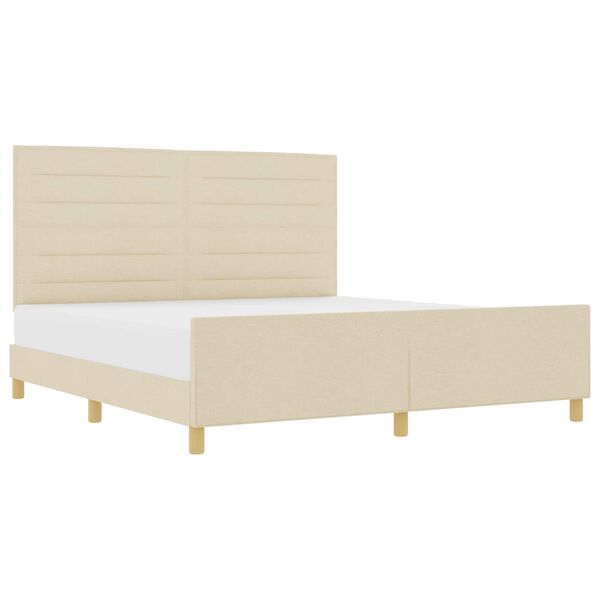 vidaXL Cadre de lit avec t&ecirc;te de lit Cr&egrave;me 180 x 200 cm tissu