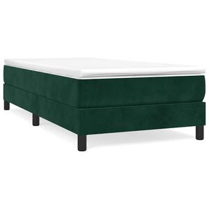 vidaXL Cadre de lit &agrave; ressorts vert fonc&eacute; 90x190 cm velours