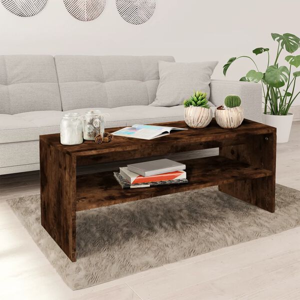 vidaXL Table basse Ch&ecirc;ne fum&eacute; 100x40x40 cm Bois d'ing&eacute;nierie