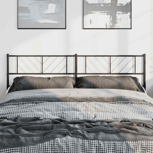 vidaXL T&ecirc;te de lit de remplacement m&eacute;tal noir 193 cm