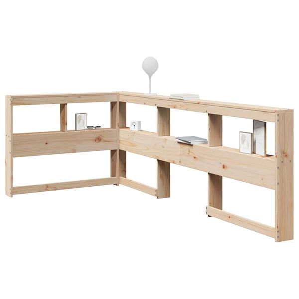 vidaXL T&ecirc;te de lit de biblioth&egrave;que en forme de L bois massif de pin