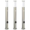 vidaXL Bornes lumineuses avec d&eacute;tecteur et prise lot de 3 80 cm acier inoxydable IP44