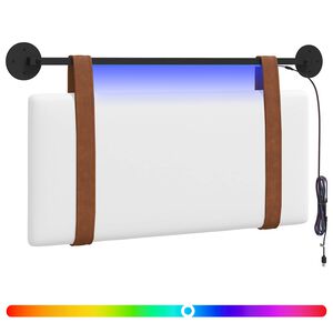 vidaXL T&ecirc;te de lit suspendue Avec lumi&egrave;re LED Blanc PU antique