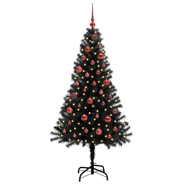 vidaXL Sapin de No&euml;l avec 150 LED avec support Noir 150 cm PVC