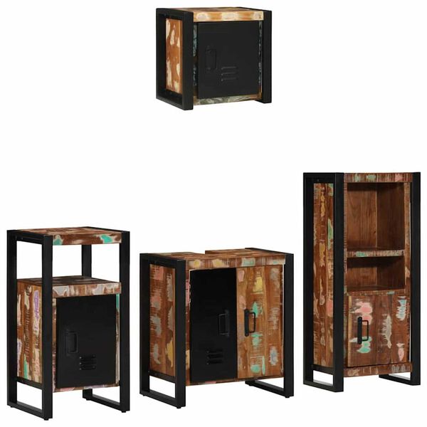 vidaXL Ensemble de mobilier de salle de bain 4 pcs Bois Recyclé Solide