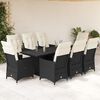 vidaXL Ensemble &agrave; manger de jardin 9pcs coussins noir r&eacute;sine tress&eacute;e