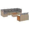 vidaXL Salon de jardin avec coussins 10 pcs beige r&eacute;sine tress&eacute;e