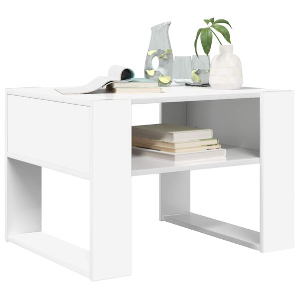 vidaXL Table basse Blanc 66 x 53 x 45 cm Bois d'ing&eacute;nierie