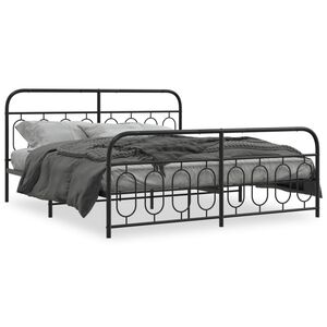 vidaXL Cadre de lit m&eacute;tal sans matelas avec pied de lit noir 193x203cm