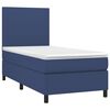 vidaXL Sommier &agrave; lattes de lit avec matelas et LED Bleu 90x200cm Tissu