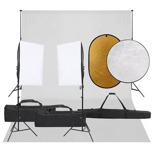 vidaXL Kit de studio photo avec &eacute;clairage toile de fond et r&eacute;flecteur