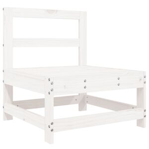 vidaXL Canap&eacute; central de jardin blanc bois de pin massif