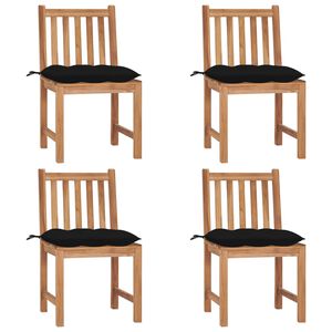 vidaXL Chaises de jardin lot de 4 avec coussins Bois de teck massif