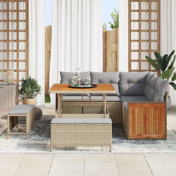 vidaXL Ensemble de canap&eacute; de jardin 8 pcs Beige et Gris clair
