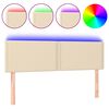 vidaXL T&ecirc;te de lit &agrave; LED Cr&egrave;me 144x5x78/88 cm Tissu