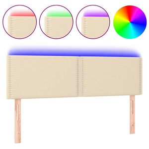 vidaXL T&ecirc;te de lit &agrave; LED Cr&egrave;me 144x5x78/88 cm Tissu