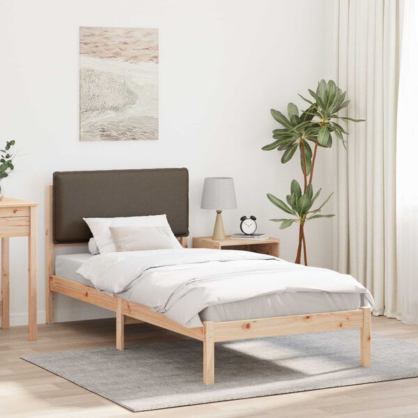 vidaXL Cadre de lit avec t&ecirc;te de lit rembourr&eacute;e Taupe 100 x 200 cm