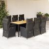vidaXL Ensemble à manger de jardin 9pcs coussins noir résine tressée