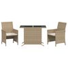 vidaXL Ensemble de bistro 3 pcs avec coussins beige r&eacute;sine tress&eacute;e