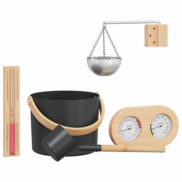 vidaXL Ensemble d'accessoires de sauna 5 pcs Noir