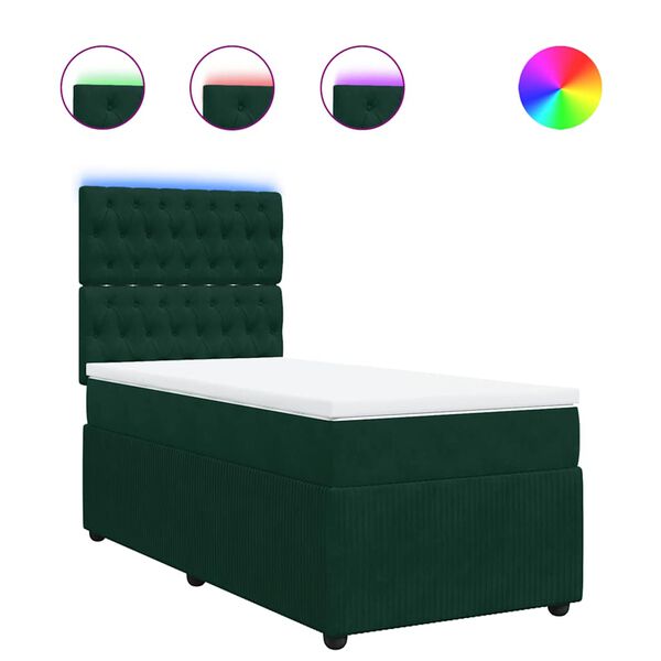 vidaXL Sommier &agrave; lattes de lit avec matelas Vert fonc&eacute; 100x200 cm