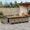 vidaXL Ensemble &agrave; manger de jardin 15 pcs coussins gris r&eacute;sine tress&eacute;e