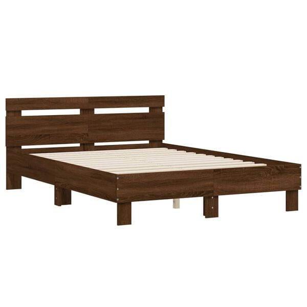 vidaXL Cadre de lit sans matelas ch&ecirc;ne marron 135x190 cm